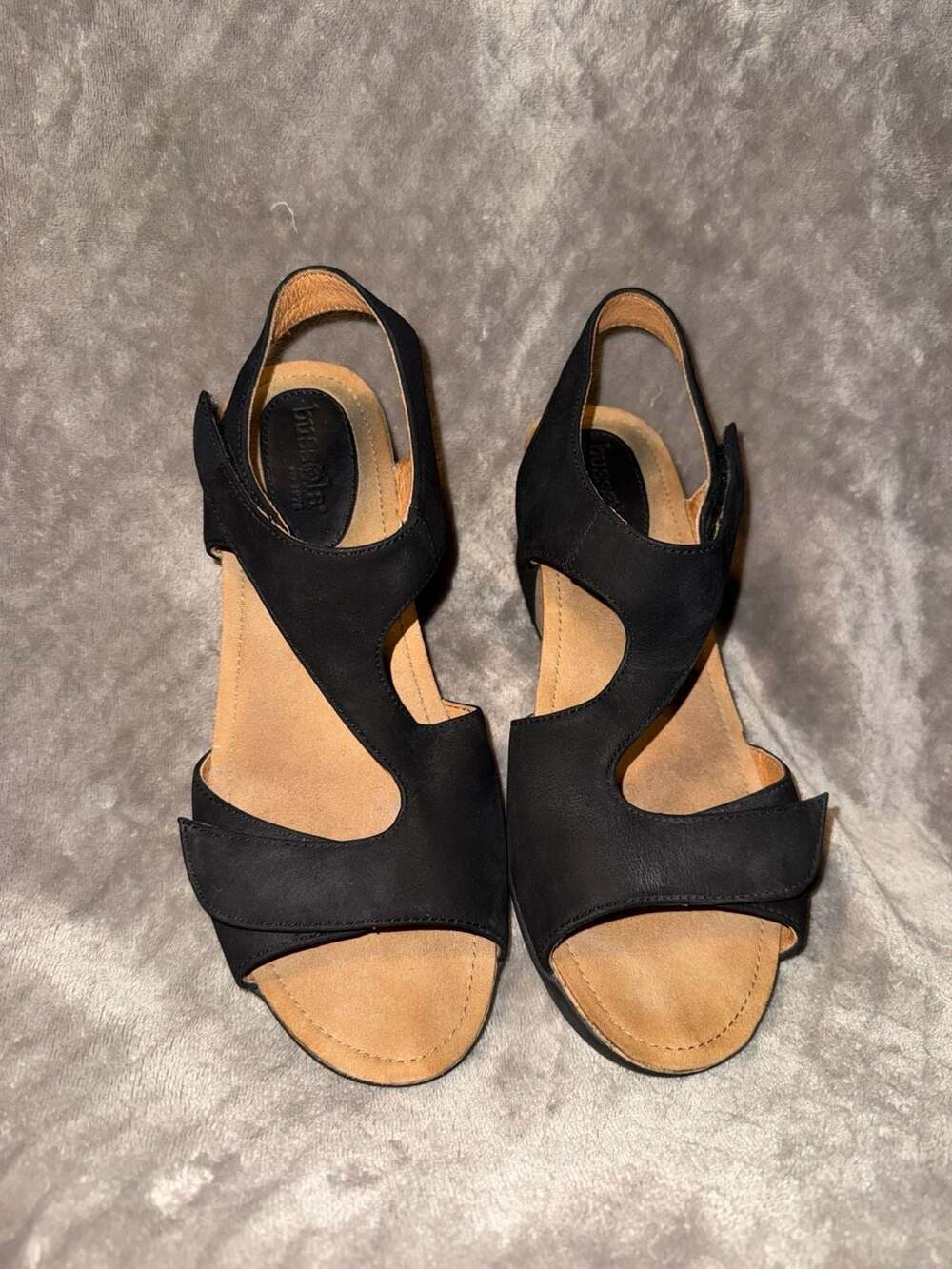 Bussola Women's Black Cork Wedge Sandals